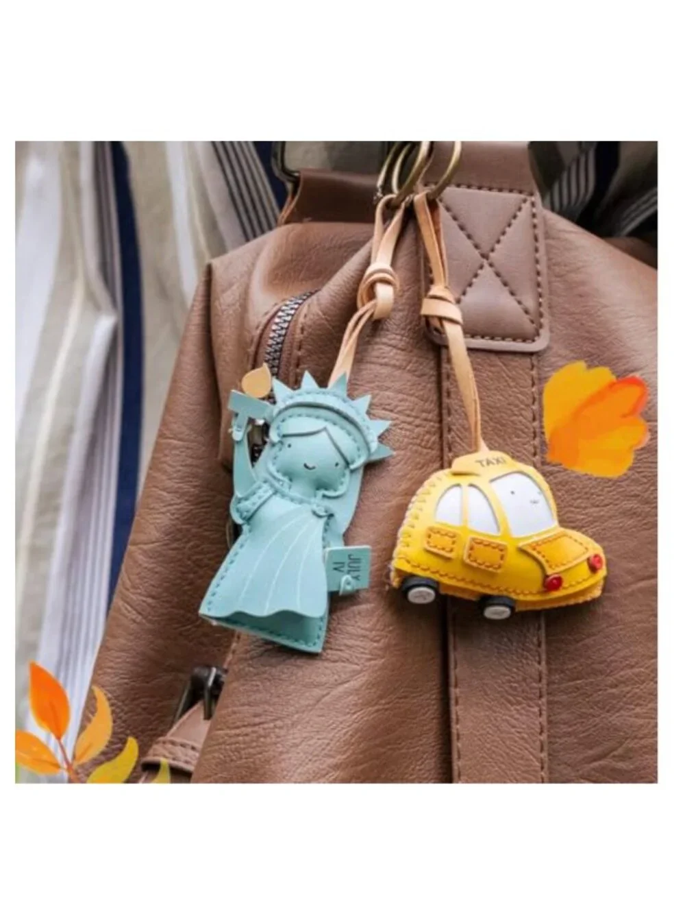 Hand-Sewn Leather Charm Keychain for Keys Bags Backpacks Car Decoration